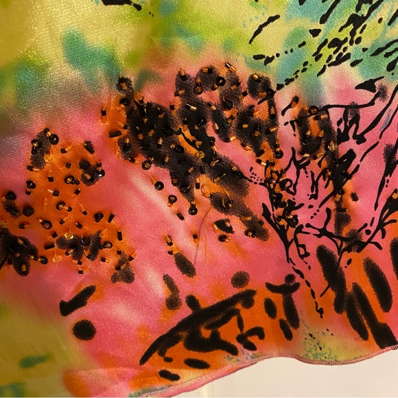 Camilla Tie Dye Silk Beaded Caftan Tunic - Picture 4 of 11